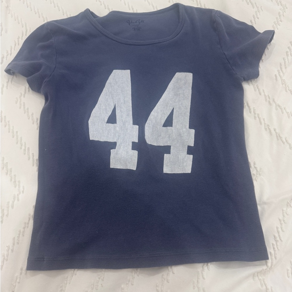 Brandy Melville Navy Blue Tee with White Graphic